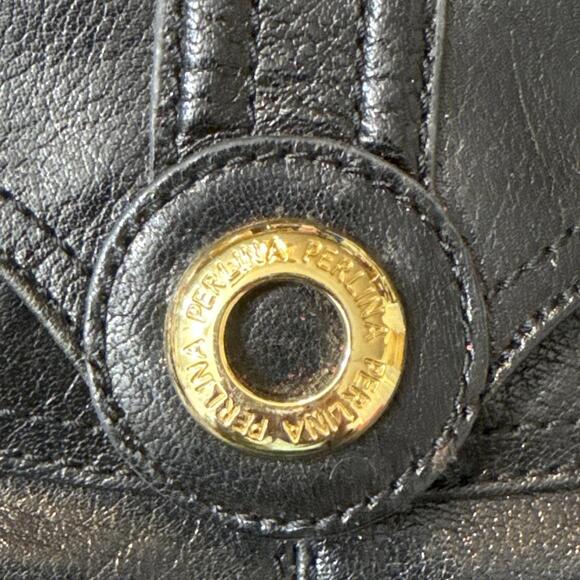 Perlina Black Patent Leather Black Kiss-lock Wallet Coin Purse Clutch EUC - Picture 3 of 15